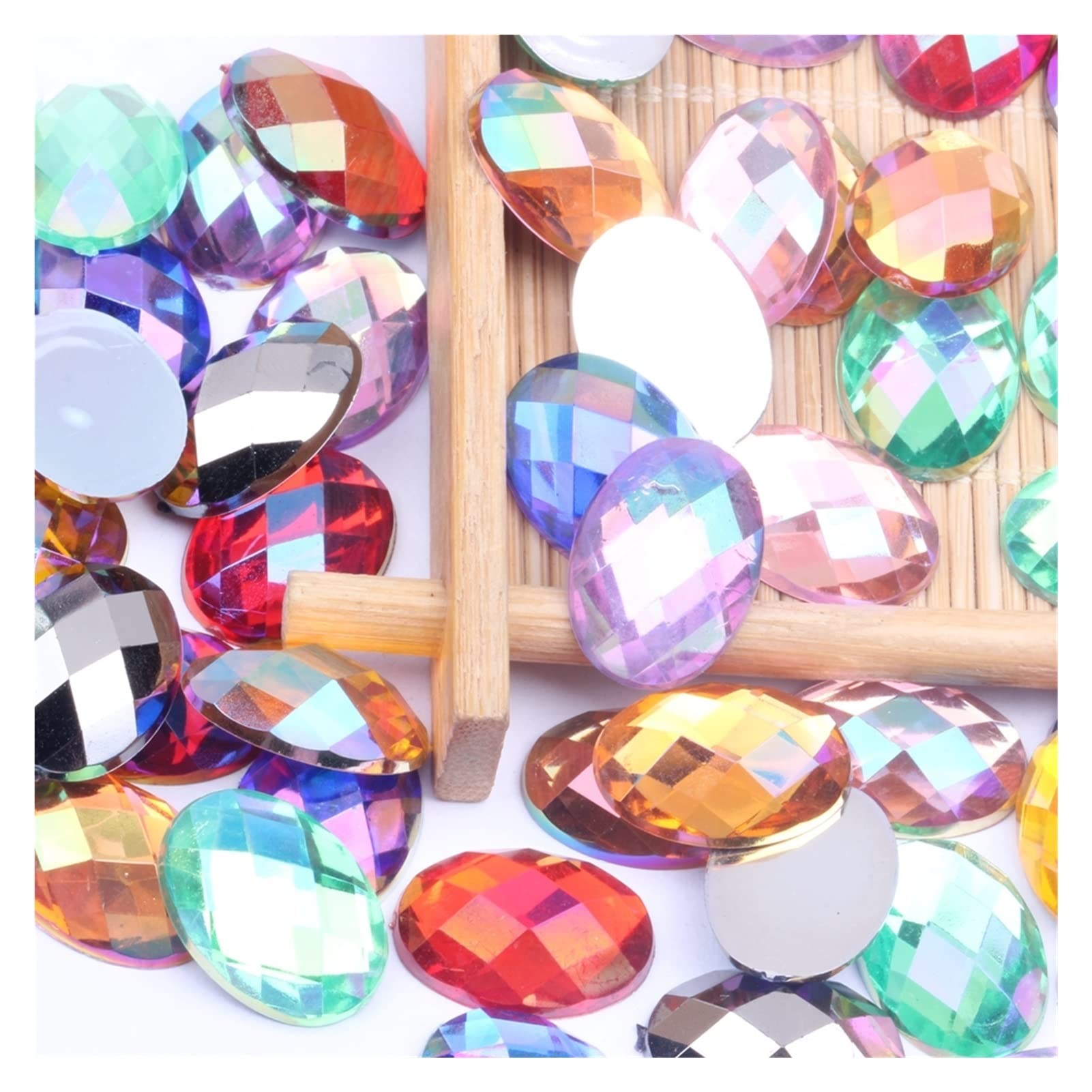 Generico yaoqijie 13x18mm 500pcs a Forma Ovale sfaccettature di Strass acriliche Flatback Ab Colours Colla su Perle Fai da Te Gioielli for Le Unghie d'Arte Lasting (Color : 02 Gold AB)