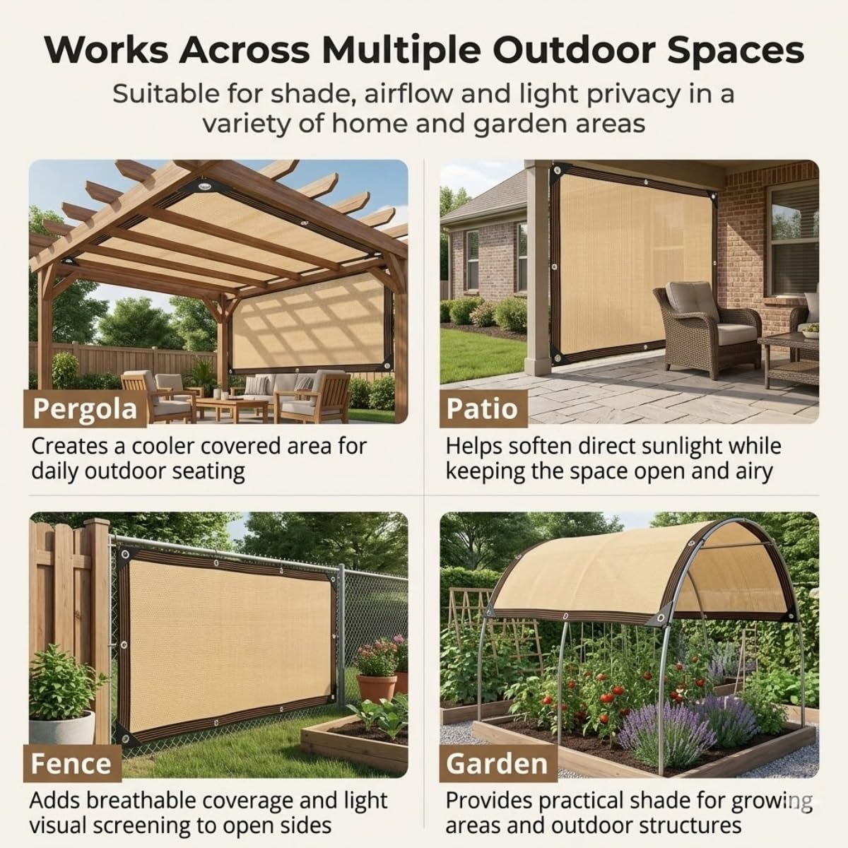 Malla Sombreo Beige 90% Protección UV, Toldo Vela Rectangular con Ojales Cada 50cm, Toldos Exterior Terraza, Tela Sombra Transpirable para Pérgola Jardín Valla Invernadero(3.5x4.5m)