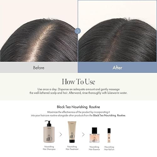 Miniatura 6 de Champú Vegano Nutritivo para el Cuero Cabelludo con Té Negro, Ácido Hialurónico y Aminoácidos para Fortalecer la Barrera del Cuero Cabelludo, Aroma
