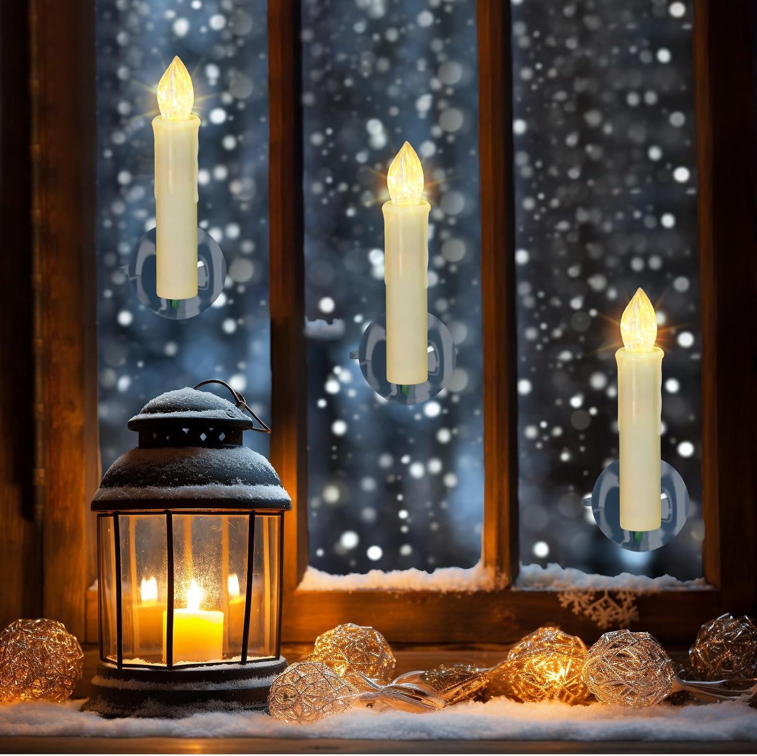 PChero Window Candles Battery Operated with Timer Remote, 20 Pcs Christmas Flameless Candles, Waterproof Flickering Taper Candles for Window, Christmas Tree, Halloween Decor