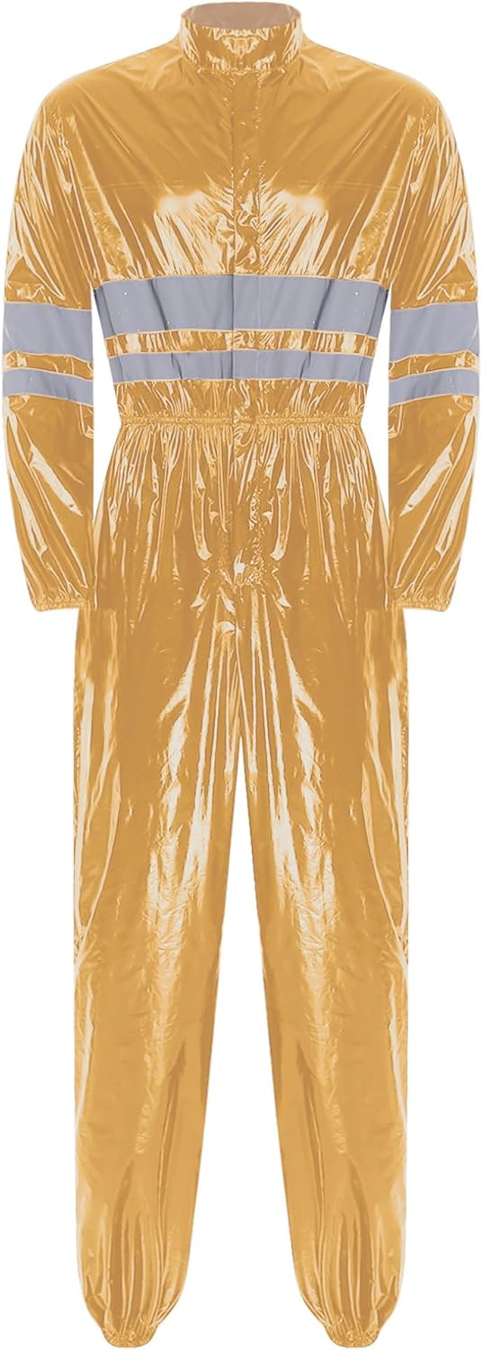 Hularka Mens Reflective Stripes Safety Coveralls Waterproof Long Sleeve Front Zipper Work Overalls