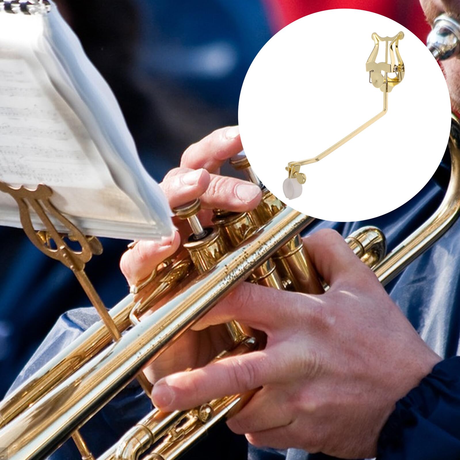 Goldener Notenclip für Horn und Posaune Robuster Marsch Notenhalter Wetterfester Lyra Notenständer für Blasmusik und Marschkapellen
