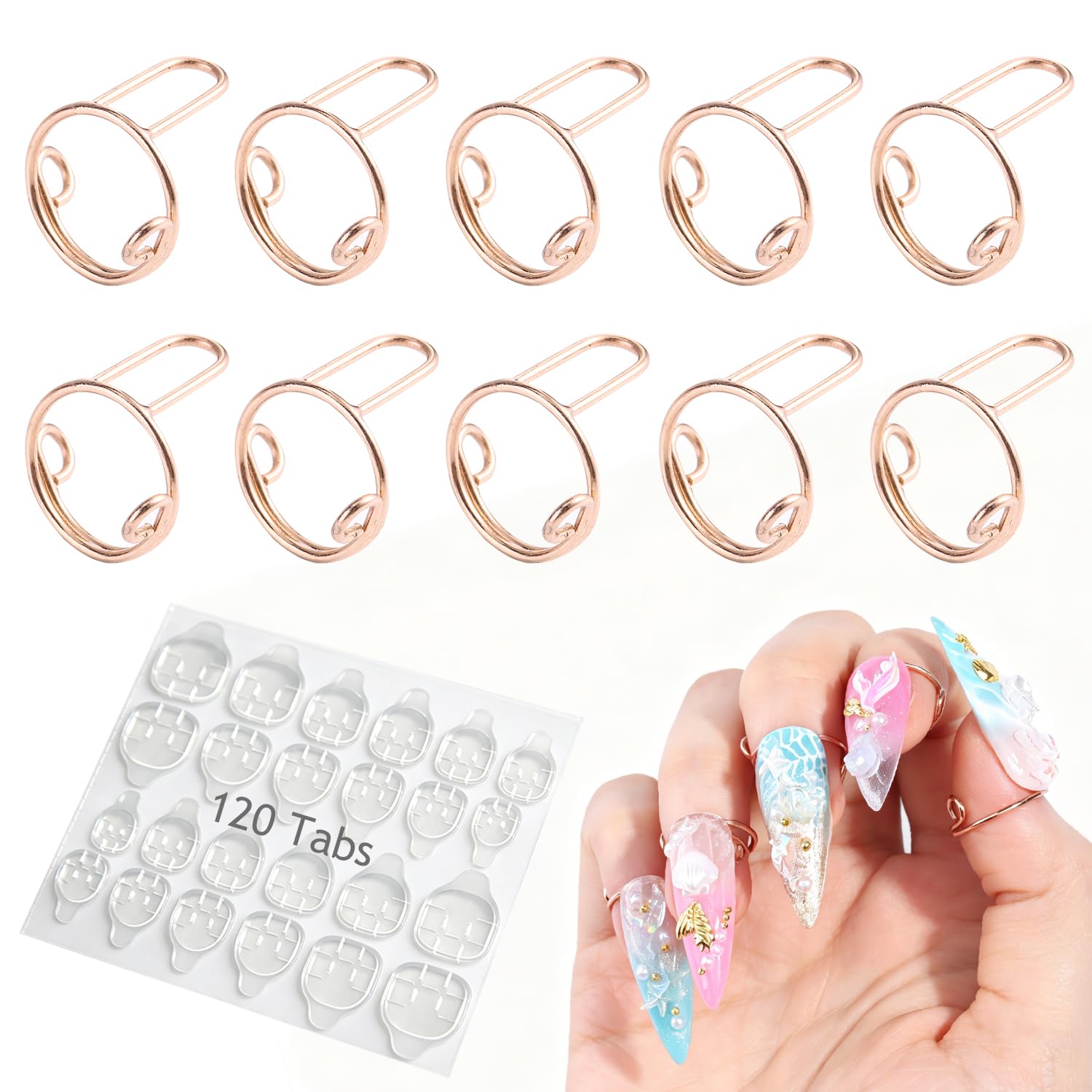 Wudu Nail Rings for Press On Nails, Reusable Fake Nail Holder