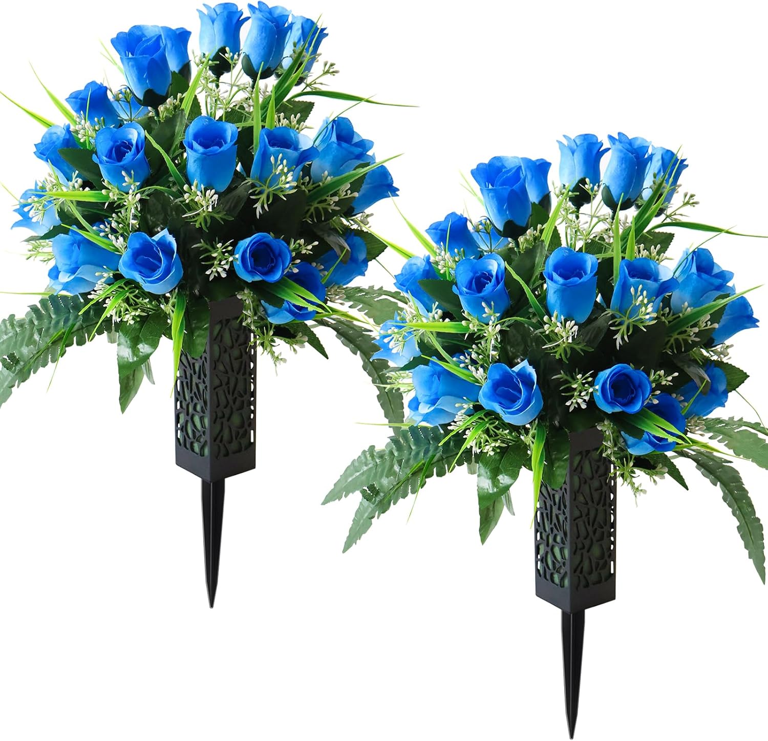 2 Sets 48 Heads Artificial Cemetery Flowers with Vase