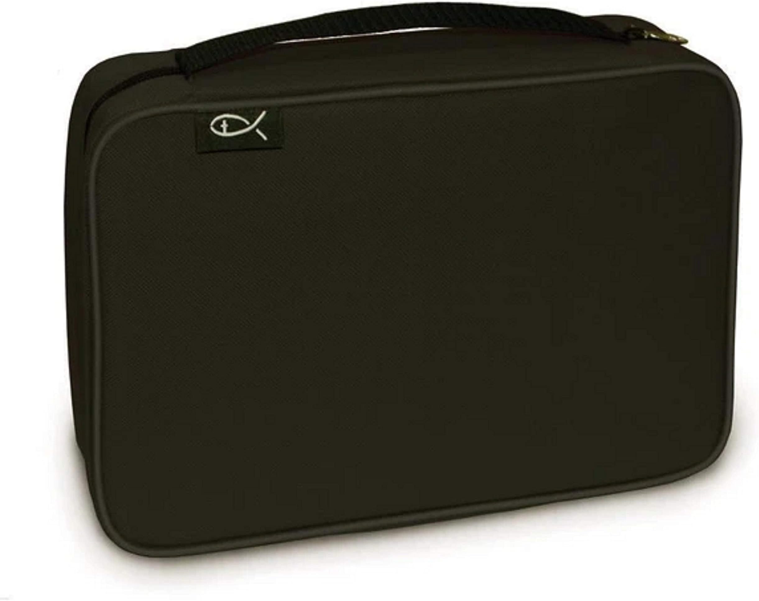 Divinity Boutique Canvas Bible Case - Black Bible Cover for Men and Women - Fabric Zippered Bag with Pockets. Fits up Bibles Sized 8.25" x 5.50" x 1"