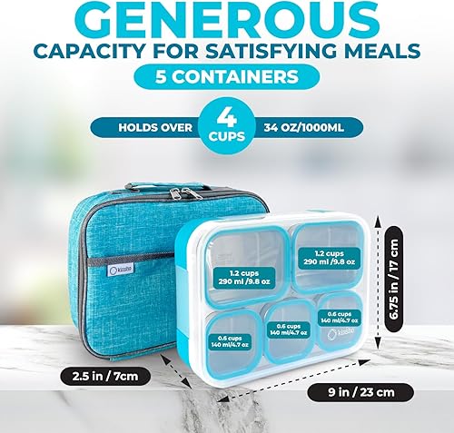 Miniatura 5 de Lonchera Bento de acero inoxidable para niños con bolsa de almuerzo, bolsa de hielo para niños y adultos, cajas de almuerzo escolar a prueba de