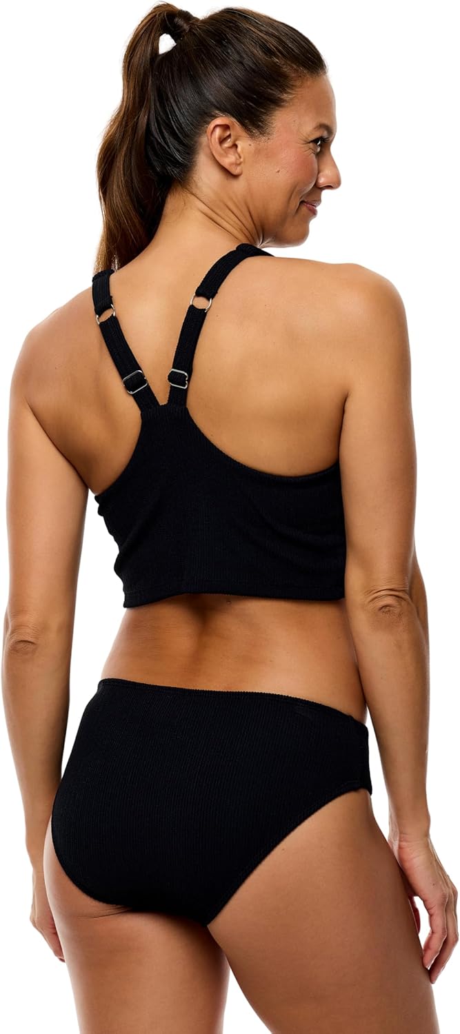 Next by Athena Womens Mini Pucker Rib Shoreside Midrise Bikini Swim Bottom