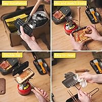 Vista 3 de Sandwichera caliente, bandeja para hornear sándwiches de doble cara para desayuno, sándwichera portátil para acampar al aire libre, tostadora de 1pcs