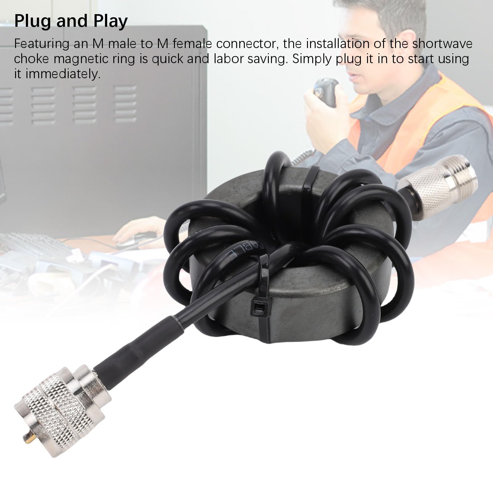 PUSOKEI 1,8-30 MHz Shortwave Choke Magnetic Ring, HF Common-Modus Choke Balun mit PL-259 Bis SO-239-Stecker, Anti-Interferenz 1: 1 Stromtyp für HF Shortwave-Radio Der Feeder Der Feeder