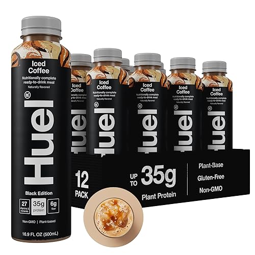 Huel Black Edition Ready-to-Drink | Iced Coffee Meal Replacement Shake | 35g High Protein Drink | 27 Vitamins & Minerals, Vegan, Gluten Free | Plant Based | High Fiber, Low Sugar | 16.9 Fl Oz, 12 Pack - Black Edition Iced Coffee - 16.9 Fl Oz (Pack of 12)