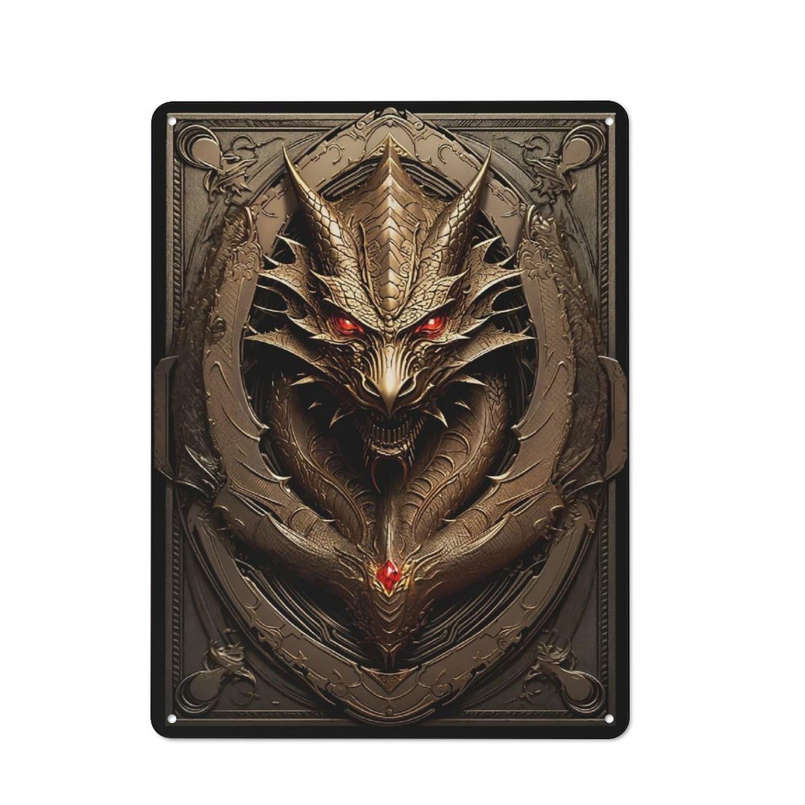 Junmoney Style-13 Retro Regal Dragon Enchantment Vintage Metal Sign 40X30cm, Restaurant Wall Art For Coffee Bar, Small Shop Or Dining Room