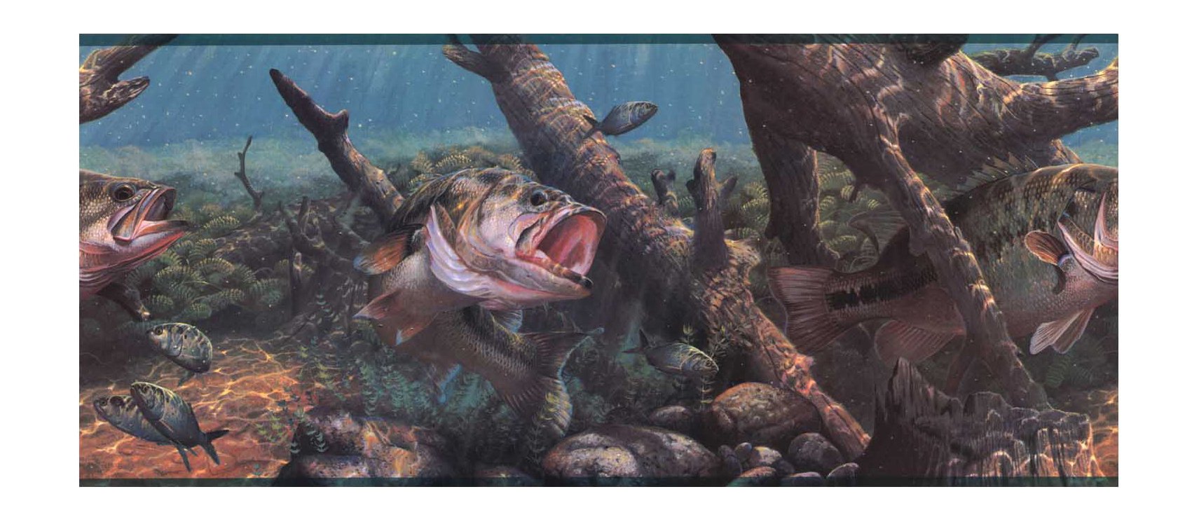 Frise murale poissons York Lake Forest Lodge pour chalet