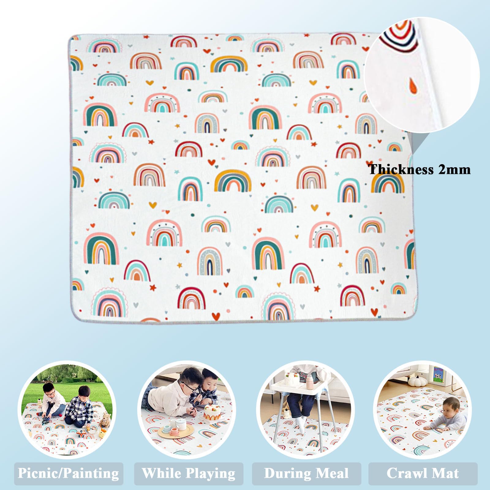Alfombrilla para Trona Bebe, 110x110cm Alfombra de Juego para Niños/Protector de Piso, Alfombras Antideslizante Impermeable para Debajo de la Silla Alta (pato blanco)