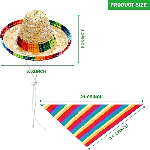 Miniatura 2 de Sombrero de perro y bufanda triangular para perro, babero, sombrero multicolor, disfraz de arco iris, toalla de boca para mascotas pequeñas,