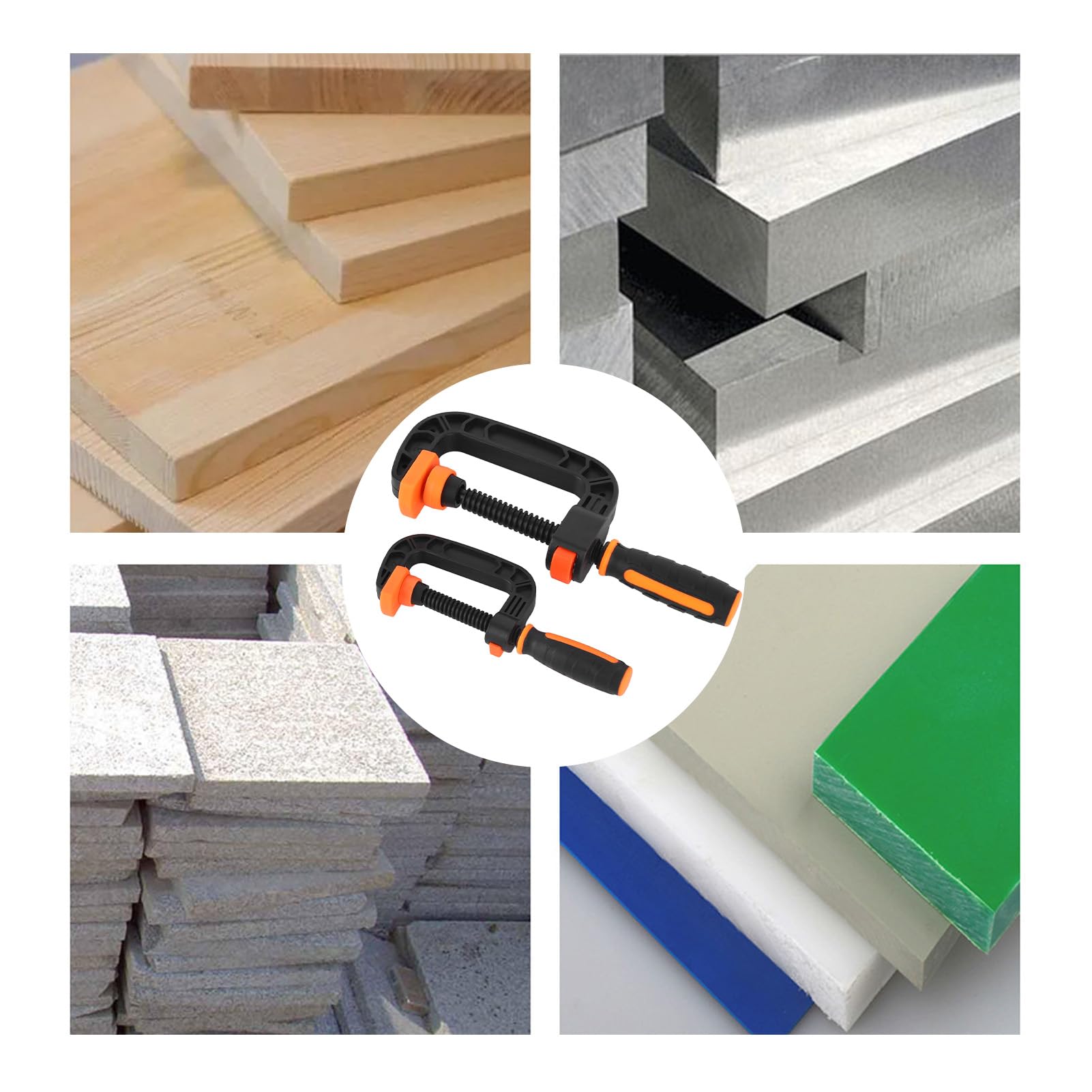 Plastic C Clamp, 2Pcs Quick Grip C Clamp Rapid Release Button for Household Clamping Projects