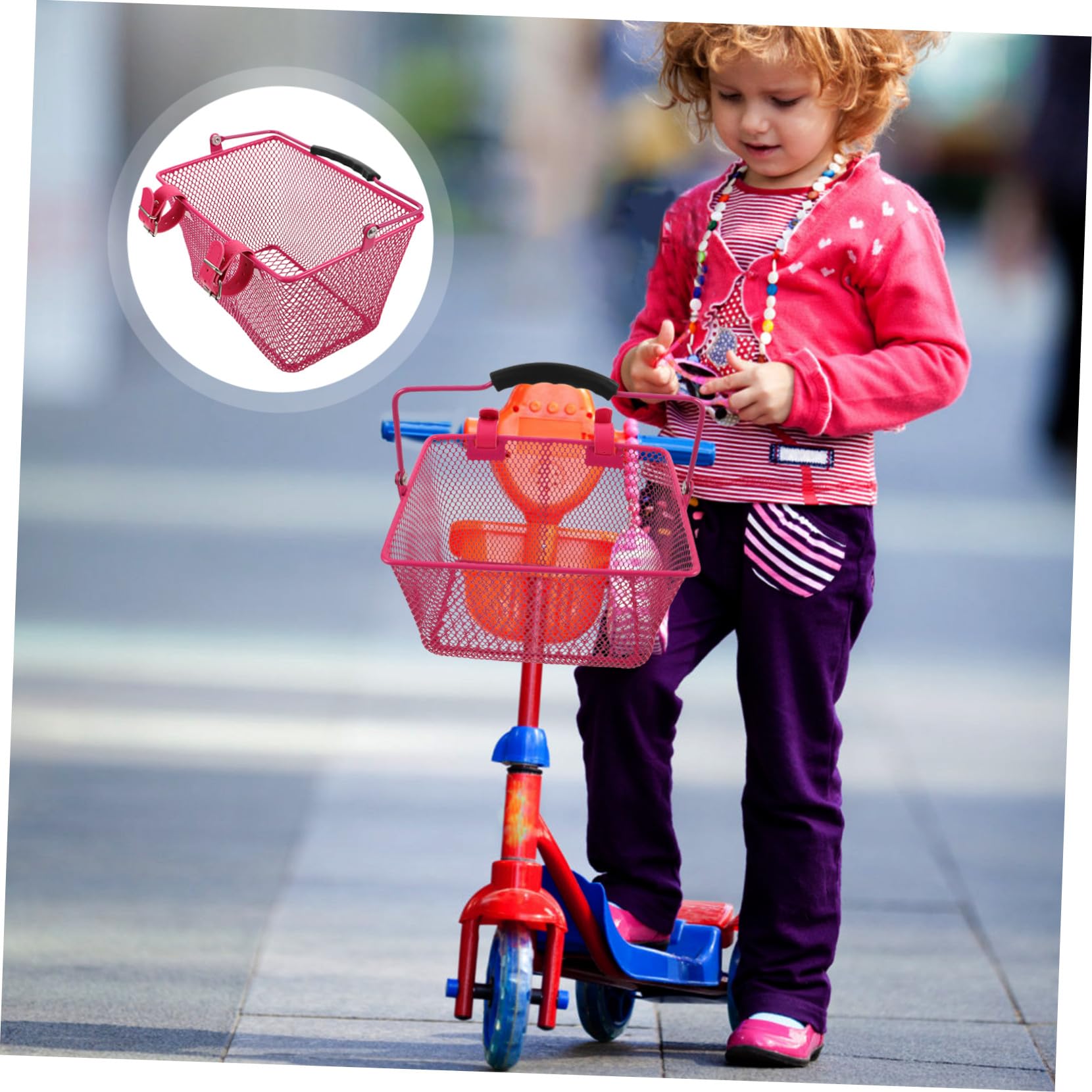 UPKOCH Panier en Métal Panier pour Scooter pour Enfants Pink