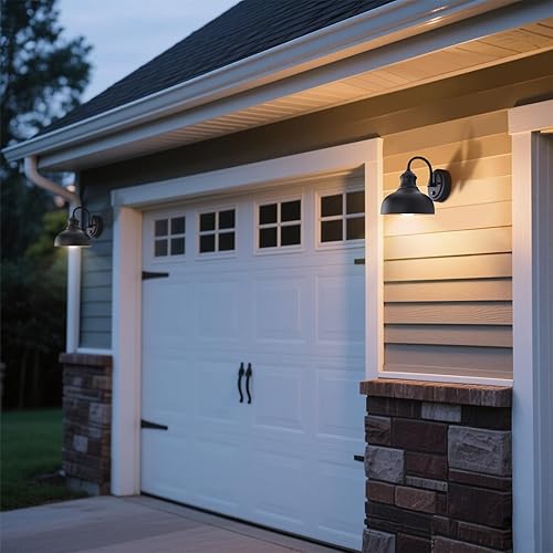 Miniatura 4 de Iluminación de granero de cuello de cisne de 7 pulgadas para exteriores, lámpara negra para puerta de porche con interior de latón, paquete de 4