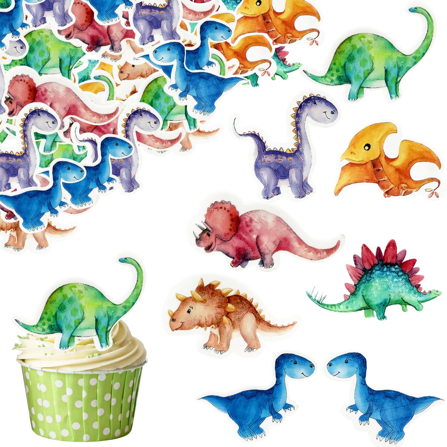 OWOAOOwl 50 Stück Essbare Tortendeko Dinosaurier, Dino Kuchen Deko,Dinosaurier Topper Geburtstag Essbar Dino Tortendeko Deko Torte Geburtstag Deko
