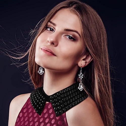 Miniatura 4 de 2 piezas de collar falso de perlas para mujeres y niñas, collar falso desmontable con cuentas de perlas simuladas