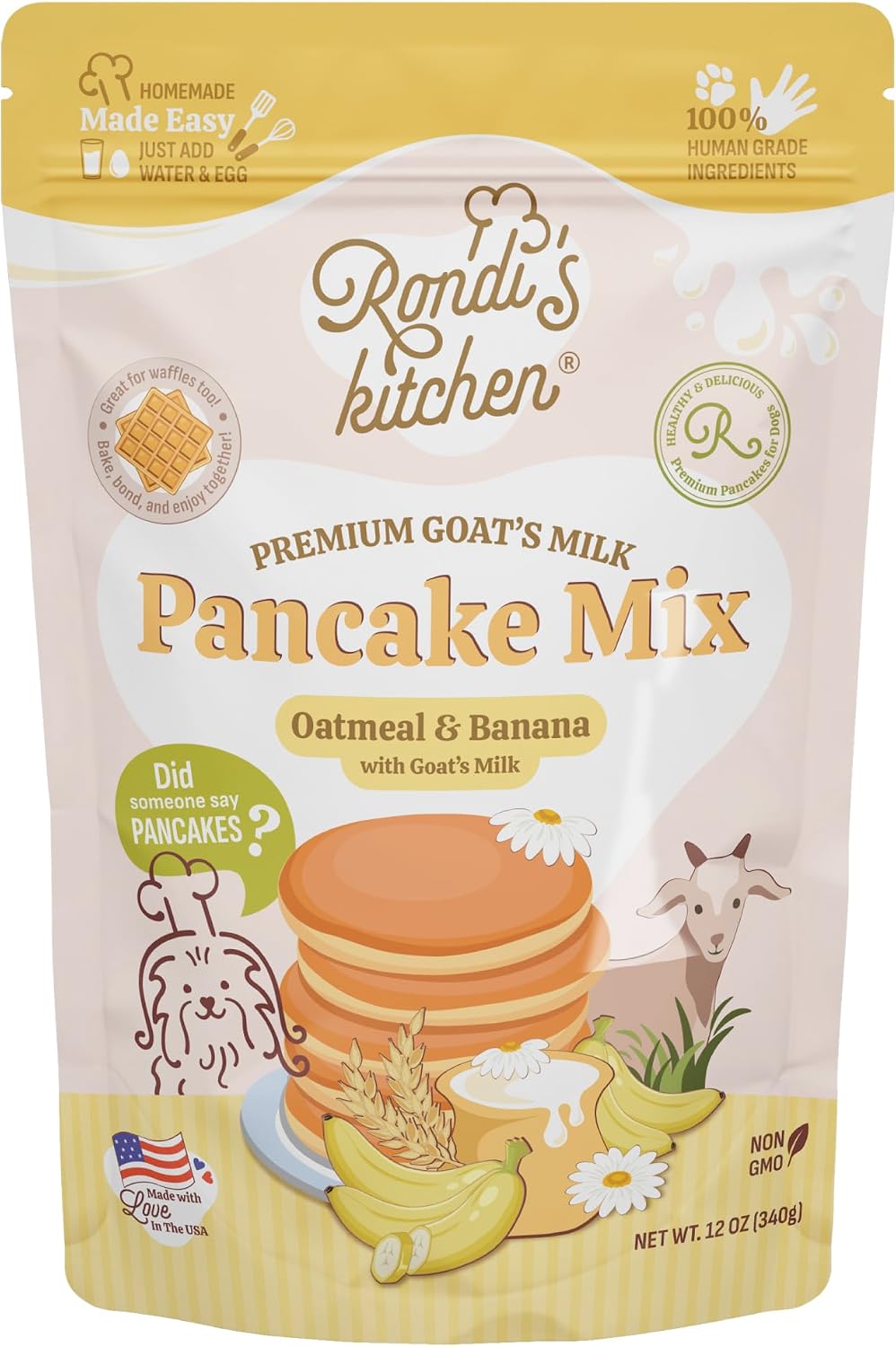 Organic Goat Milk Dog Pancake Mix, Goat’s Milk & Banana