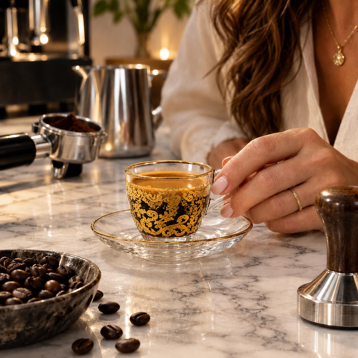 Espressotassen mit Untertasse 90 ml, 2er Set