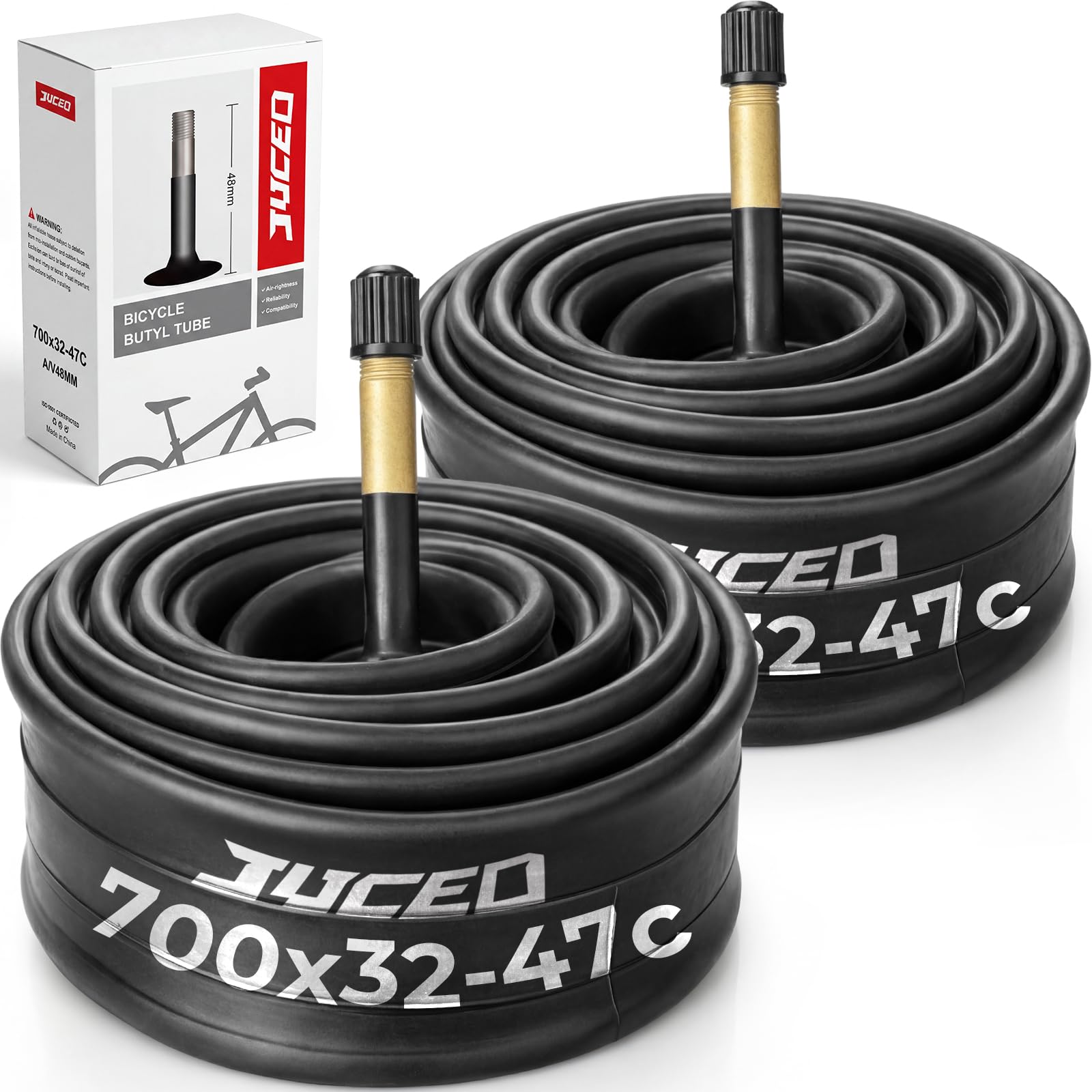 Photo 1 of JUCEO 700x32-47c Bike Tubes, 48mm Schrader Valve, 2 Pack