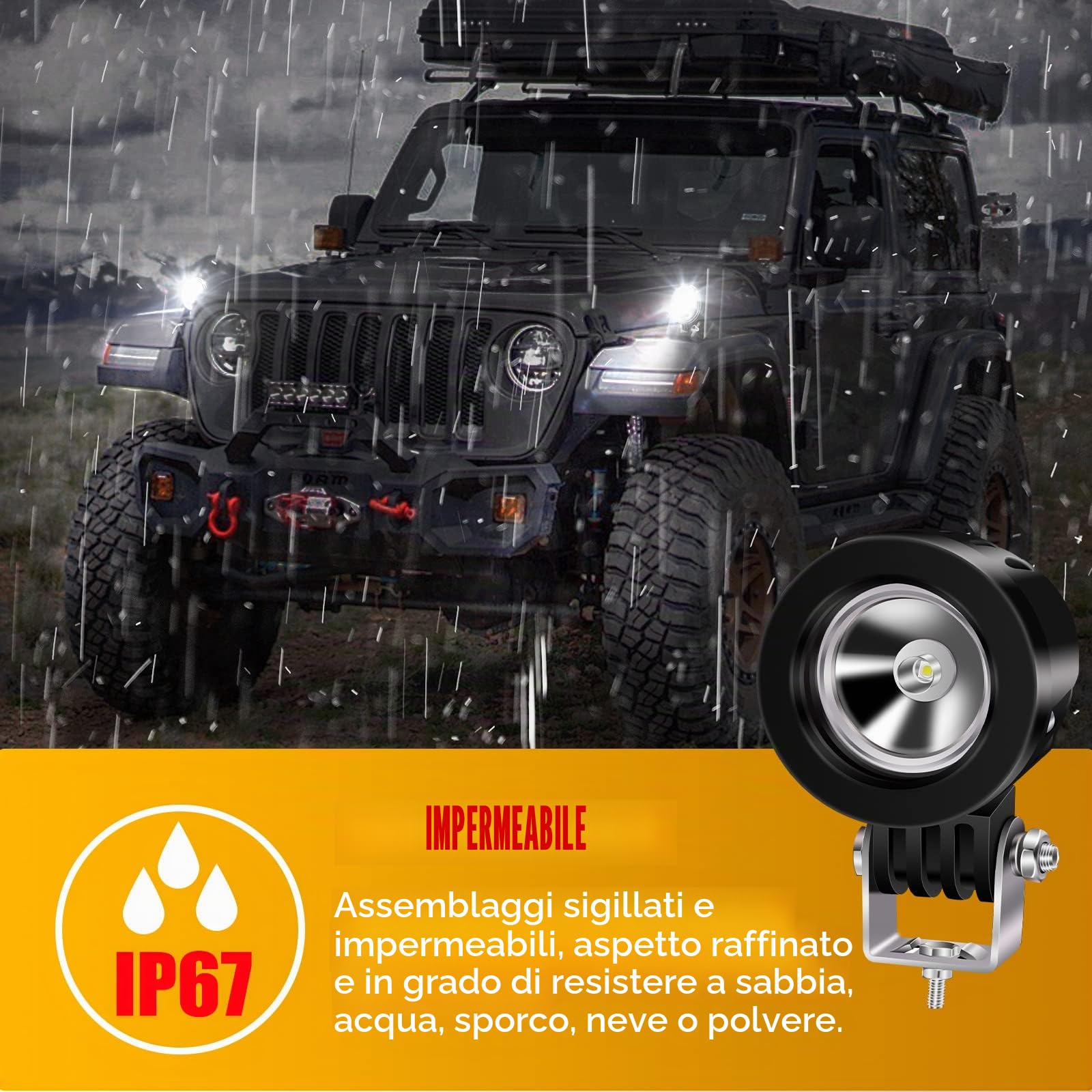 10W Faretti da Moto,Biqing 2Pcs Supplementare del Motociclo del LED Fendinebbia 12V 24V Faretti LED Fari Faro Moto LED Anteriore 6000K per Motor Offroad Truck Auto Barca Con Interruttore Moto 22mm
