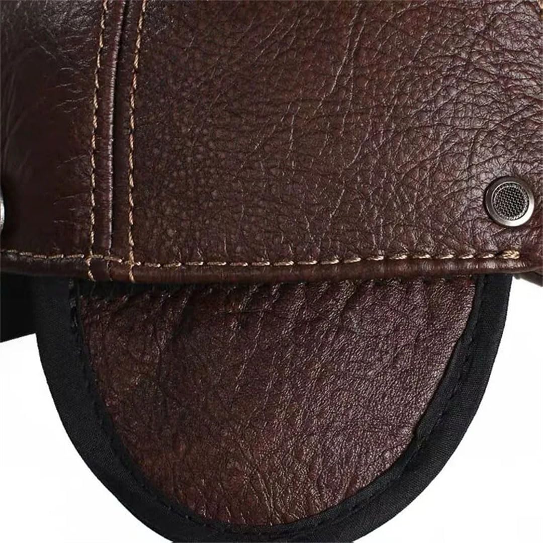 Gorra de béisbol de invierno para hombre, de piel auténtica, gorra militar