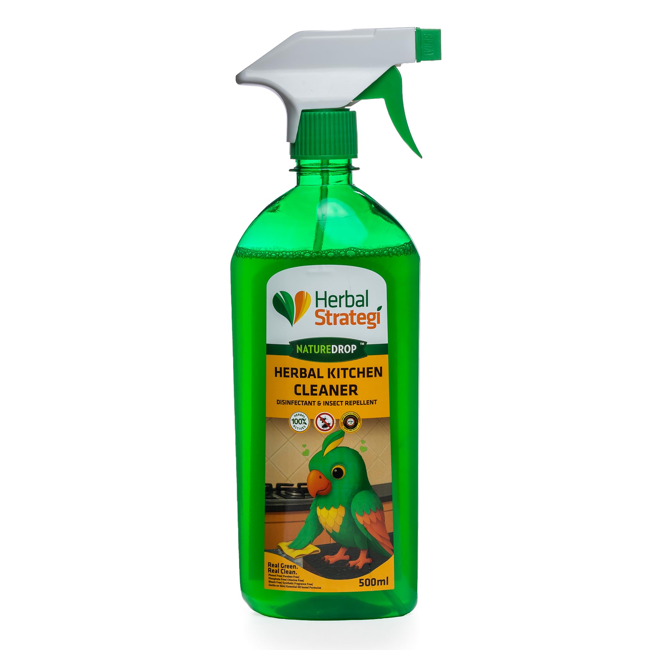 Herbal Strategi Kitchen Cleaner Spray - 500ml | Natural Disinfectant & Insect Repellent | Skin Safe, Baby Safe & Pet-Friendly | 100% Herbal Actives | Eco-friendly, Non-Toxic