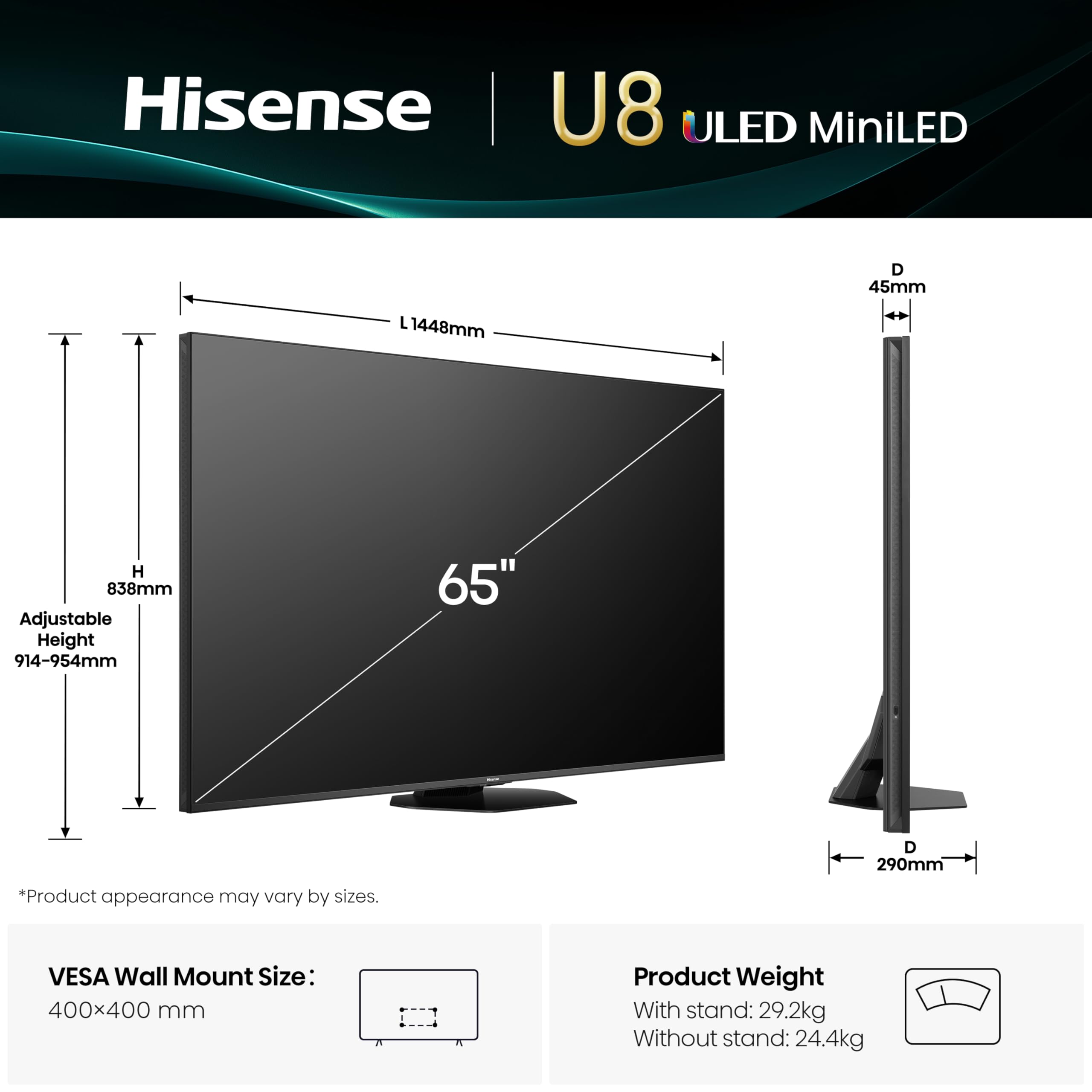 65 U8Q MINI LED 4K UHD SMART 165HZ