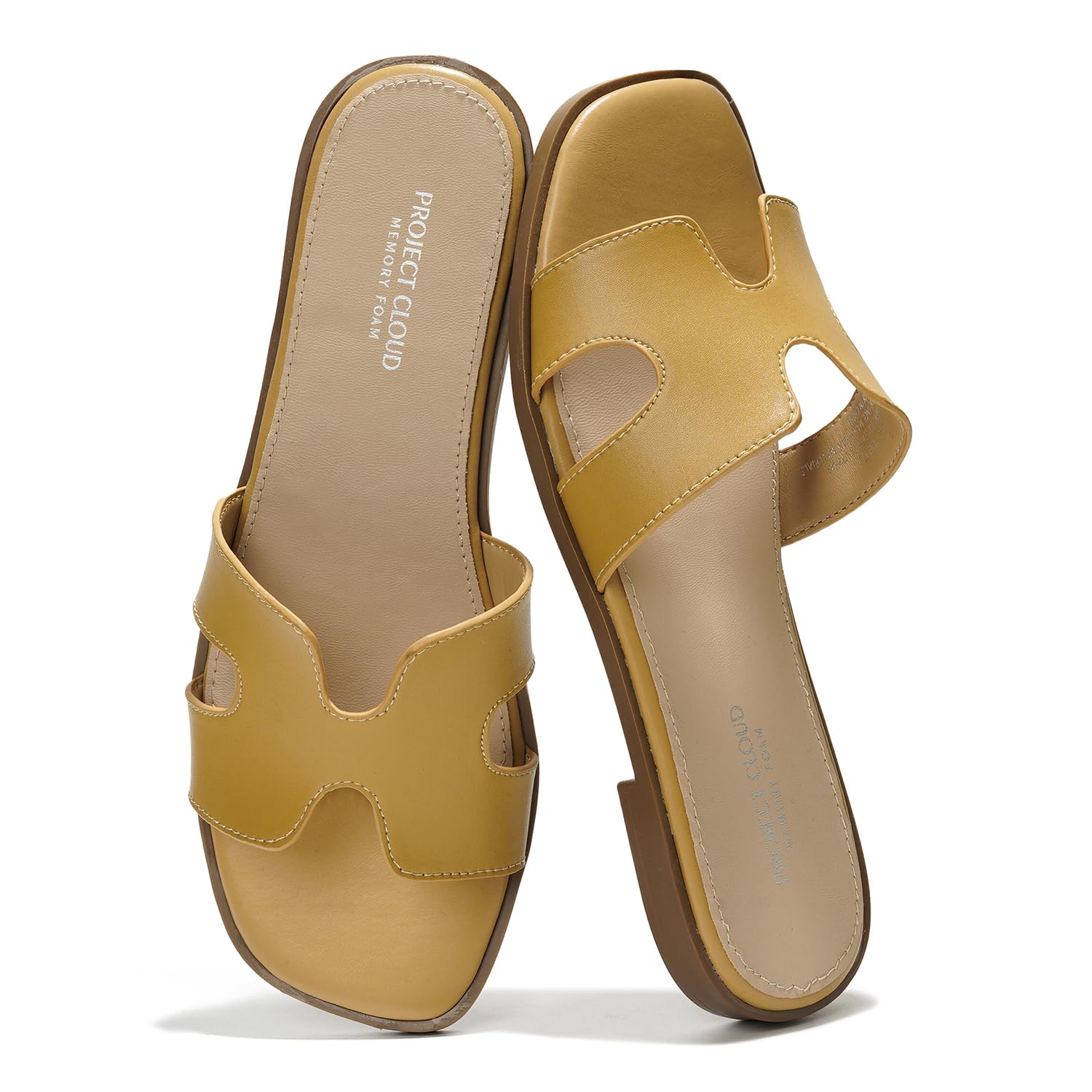 Project Cloud 100% Genuine Leather Sandals Women Flats For Women (Jannel) | Sandals for Women Fashion Flat Womens Sandals with Memory Foam Insole Slides Sandals Footwear Mules Women's Sandals 5.5 Nude