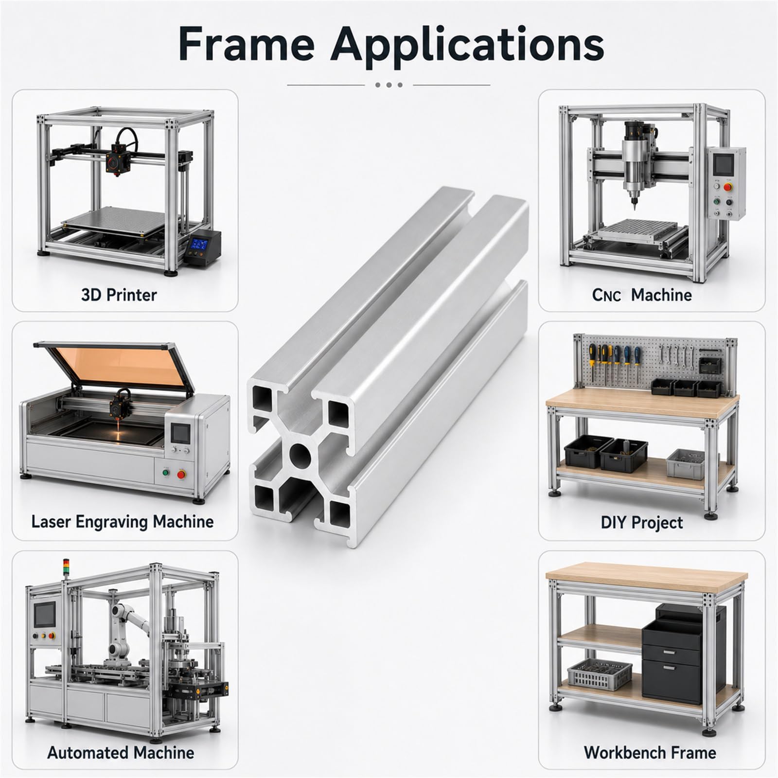 Profil Alu FüR Aluprofil,Aluminium Alu Profil Eloxiert,Alu Profile Stecksystem,3D Drucker Alu Profil,Stabil Und Langlebig,FüR Maschinenbau,Werkbank & DIY