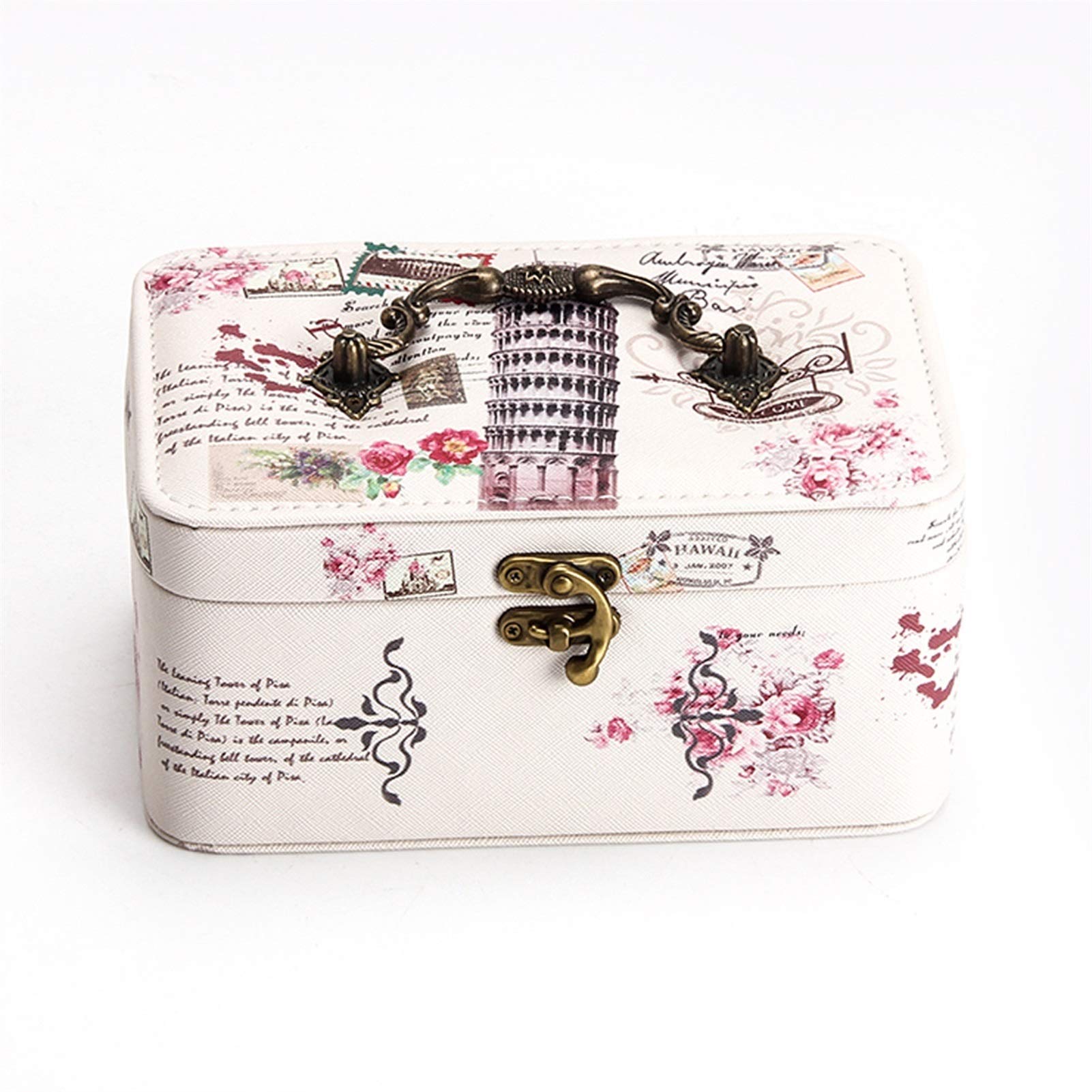 HDBCYUAZ Large Double Layer Jewelry Box Portable Travel PU Leather Storage Necklace Earrings Ring(E)