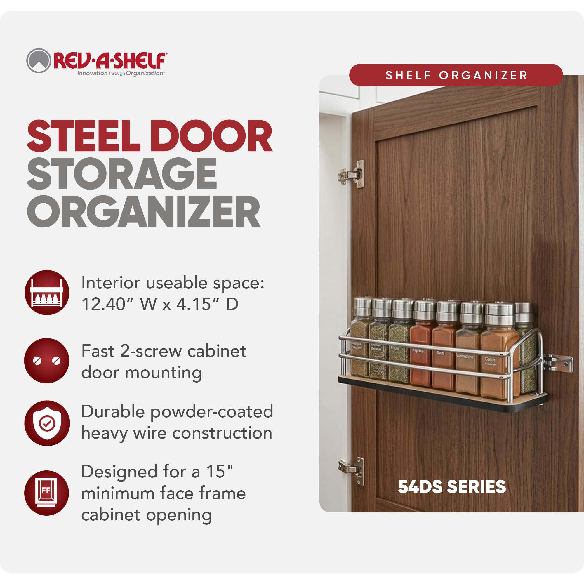 Rev-A-Shelf Organizer do przechowywania drzwi stalowych