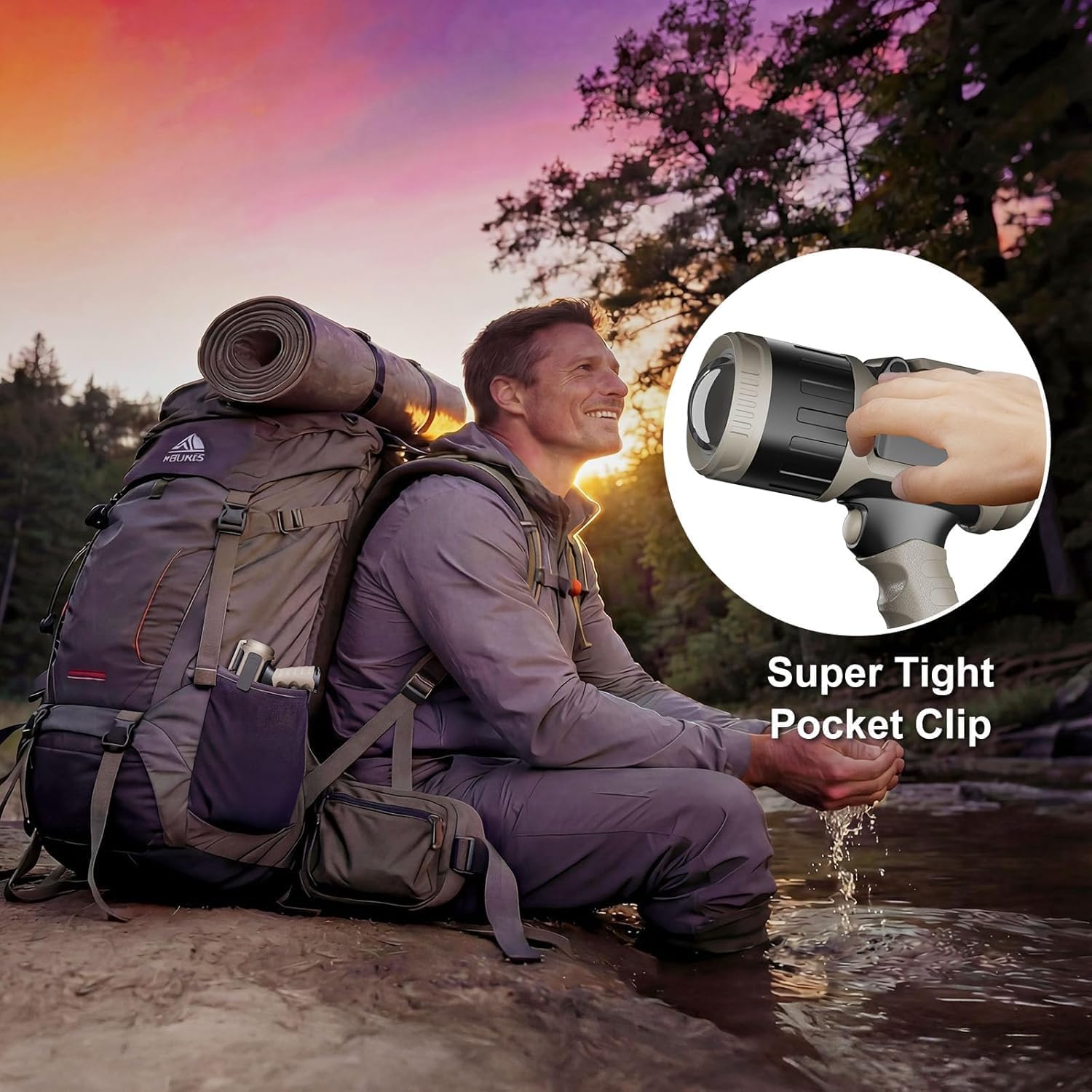 2000000 Lumens Spotlight Flashlight, Adjustable Focus Super Bright LED Rechargeable Spotlight Handheld, 20000mAh 30Hrs, Build-in Stand and Clip, IPX7 Waterproof Spot Lights Outdoor Camping