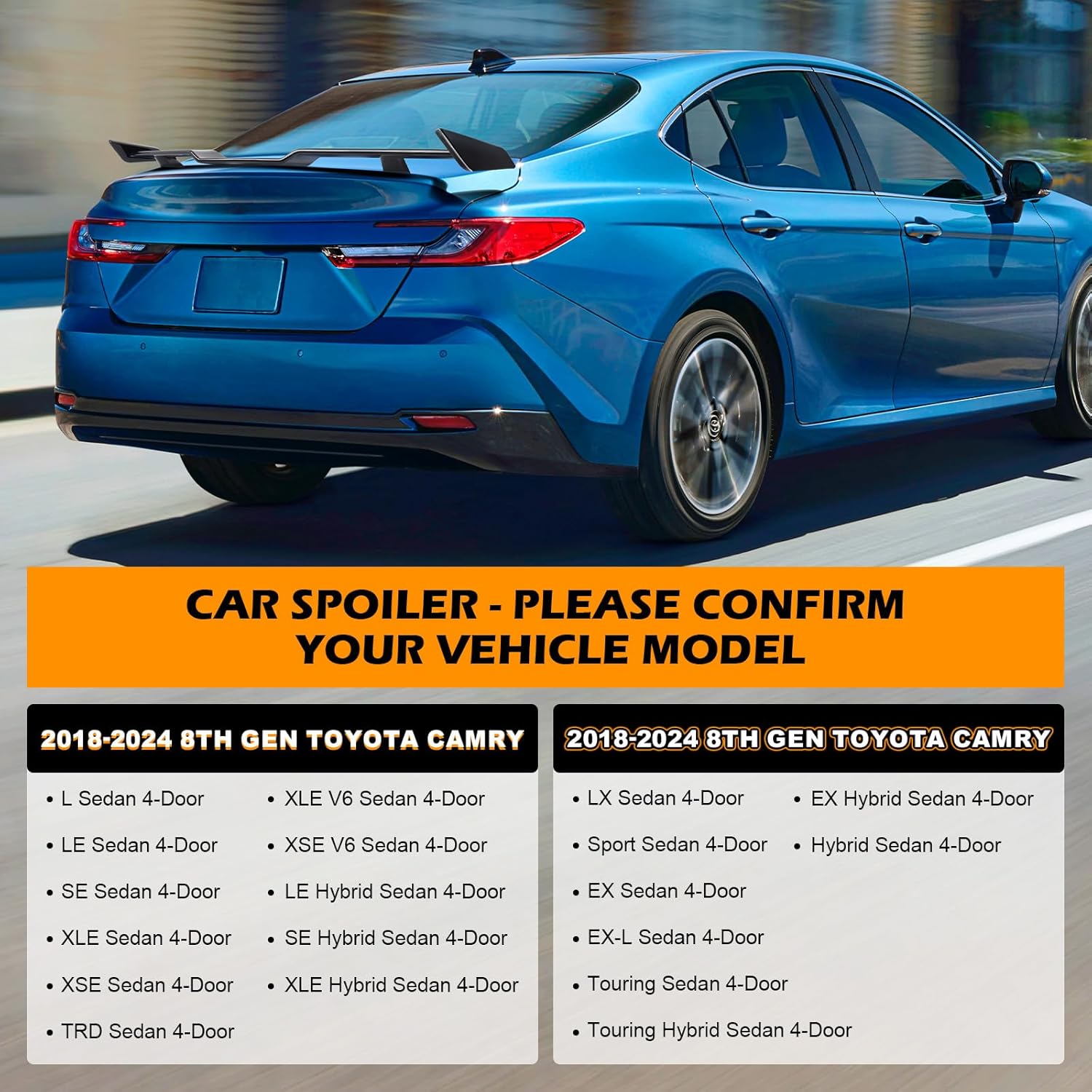 Car Spoiler Wing Compatible with Toyota Camry 8th Gen SE XSE LE XLE M4 TRD 2018-2024 Rear Spoiler Wing Aleron Trasero Spoilers for Cars Mods Accessories Body Kit Spoiler Shelf - 57 Inch