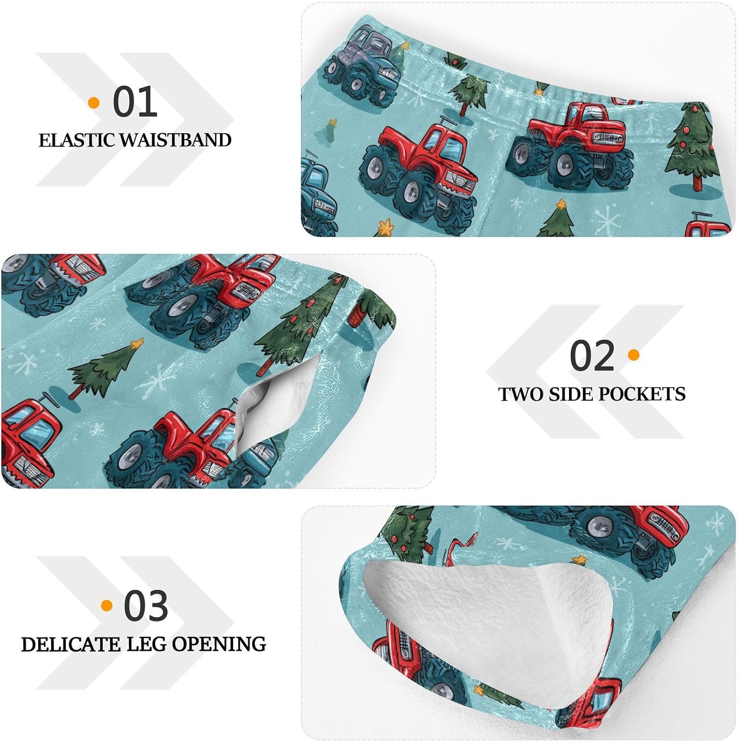 visesunny Christmas Red Trucks Tree Boys Pants for Kids Fleece Bottoms Long Jogger Pants Trousers with Pockets Size 6-14Y