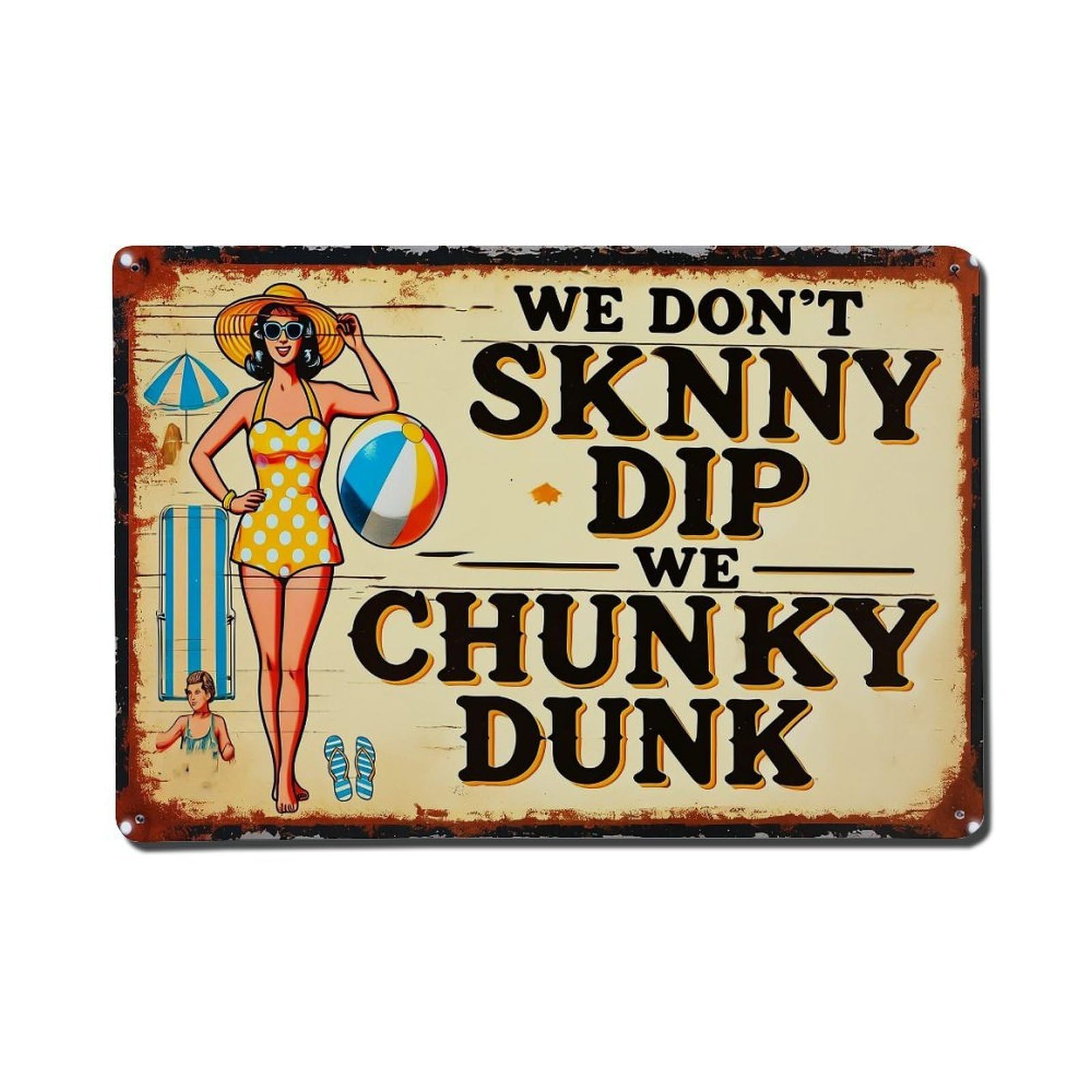 Retro Beach Woman Sign Art Retro Metal Tin Sign, Vintage Metal Poster for Home, Gaming Room, Studio Workshop,Bar,Garage Wall Art Decor 8x12 Inch