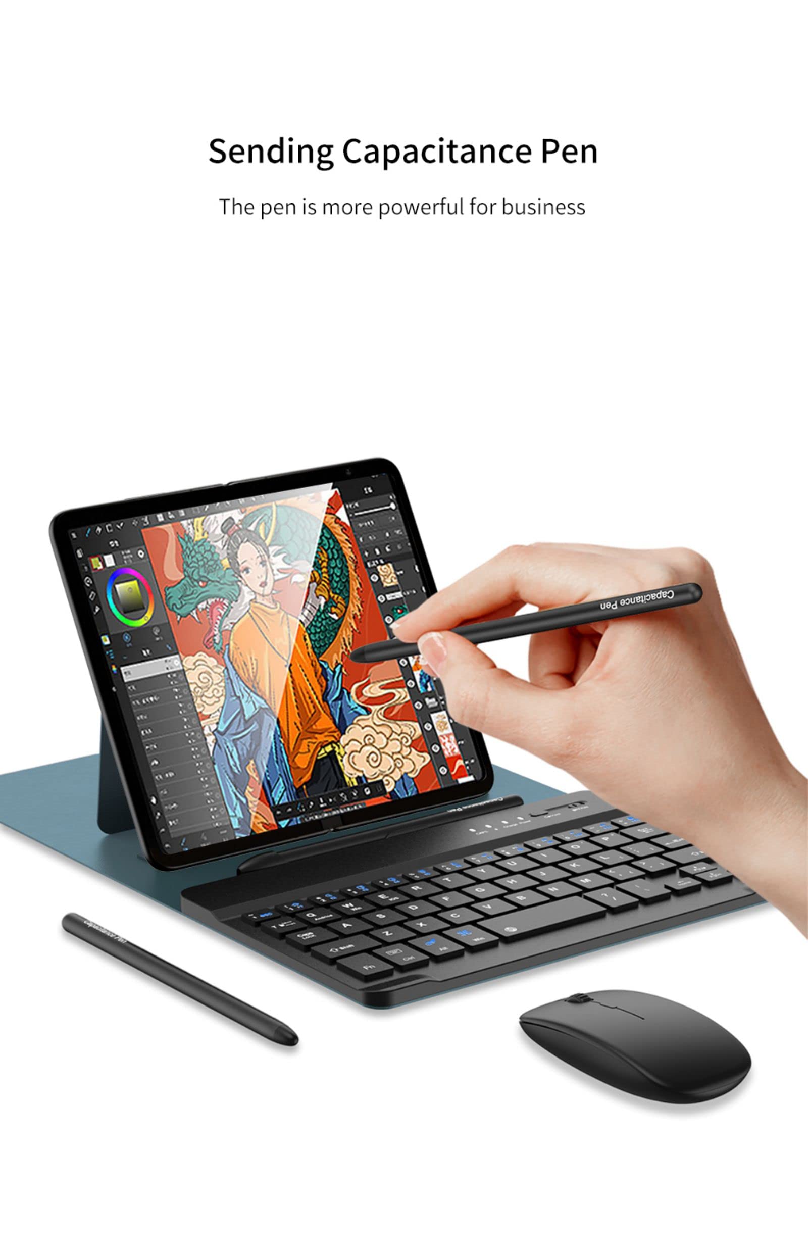 COQUE Składany telefon wyciszony klawiatura Bluetooth / mysz Bluetooth / długopis dotykowy + otwór na długopis/składane skórzane etui Shift zestaw biurowy, mobilny zestaw akcesoriów biurowych do