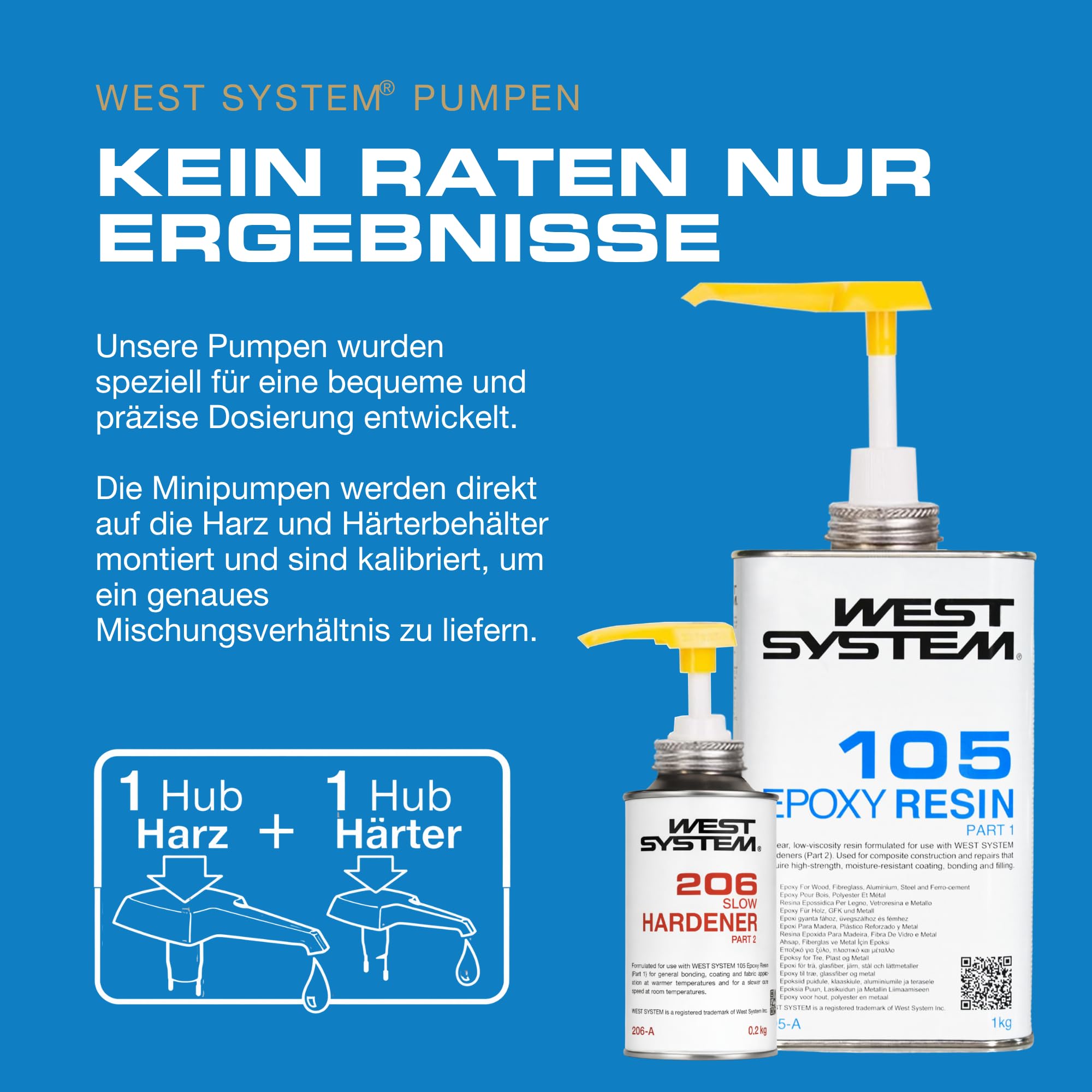 WEST SYSTEM Epoxidharz und Härter 105/206 A Pack Set – Marinequalität 2-Komponenten-Epoxidkleber für Holz, Metall, Fiberglas – Wasserdichter DIY-Klebstoff für Bootsreparatur & Spaltfüllung