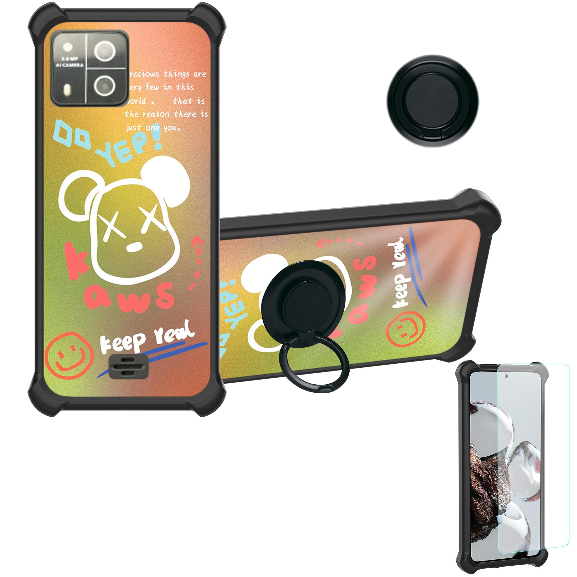 Aroepurt Mobiwire Smart P24 Funda Compatible con Mobiwire Smart P24 Case Carcasa Soporte Cover [con 9H Dureza HD Protector Pantalla] PC + Silicona IMDH-LVH