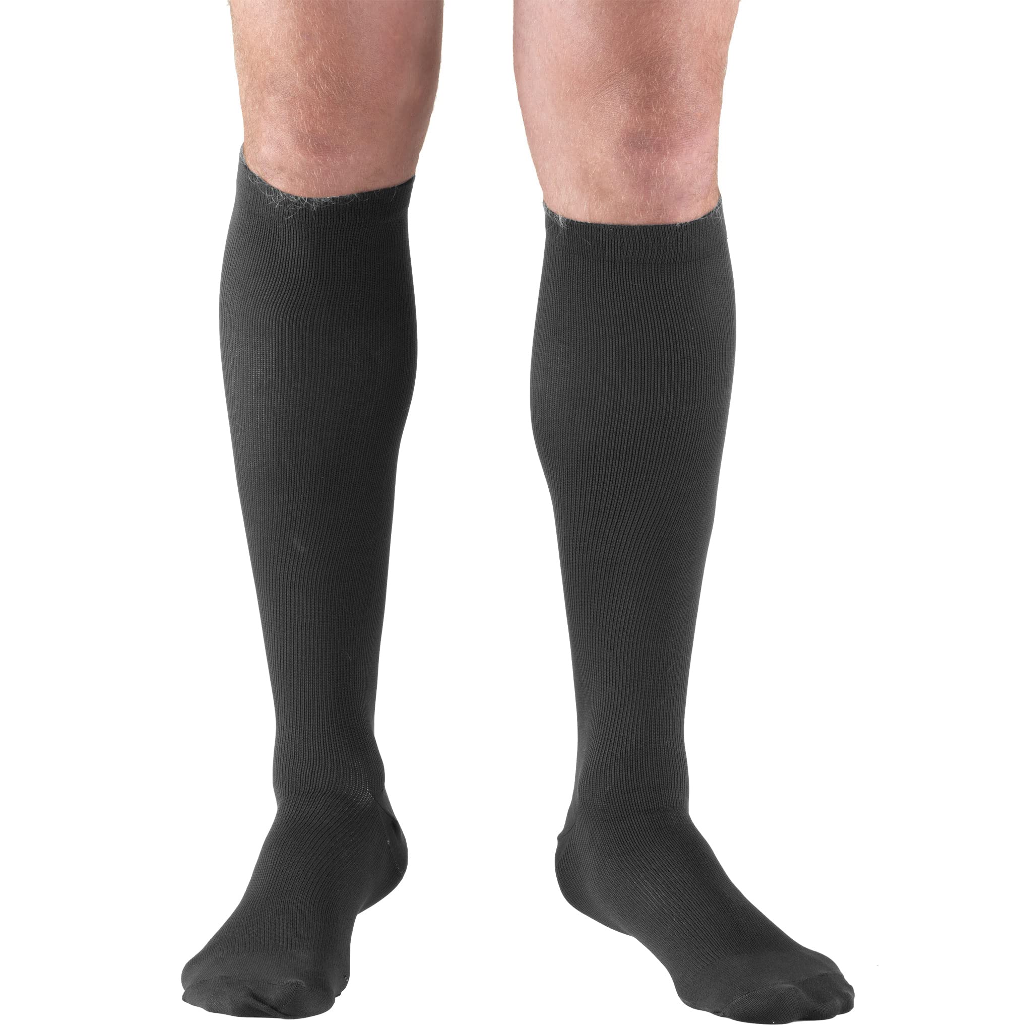 Truform Compression Socks, 15-20 mmHg, Men's Dress Socks, Knee High Over Calf Length, Charcoal, X-Large