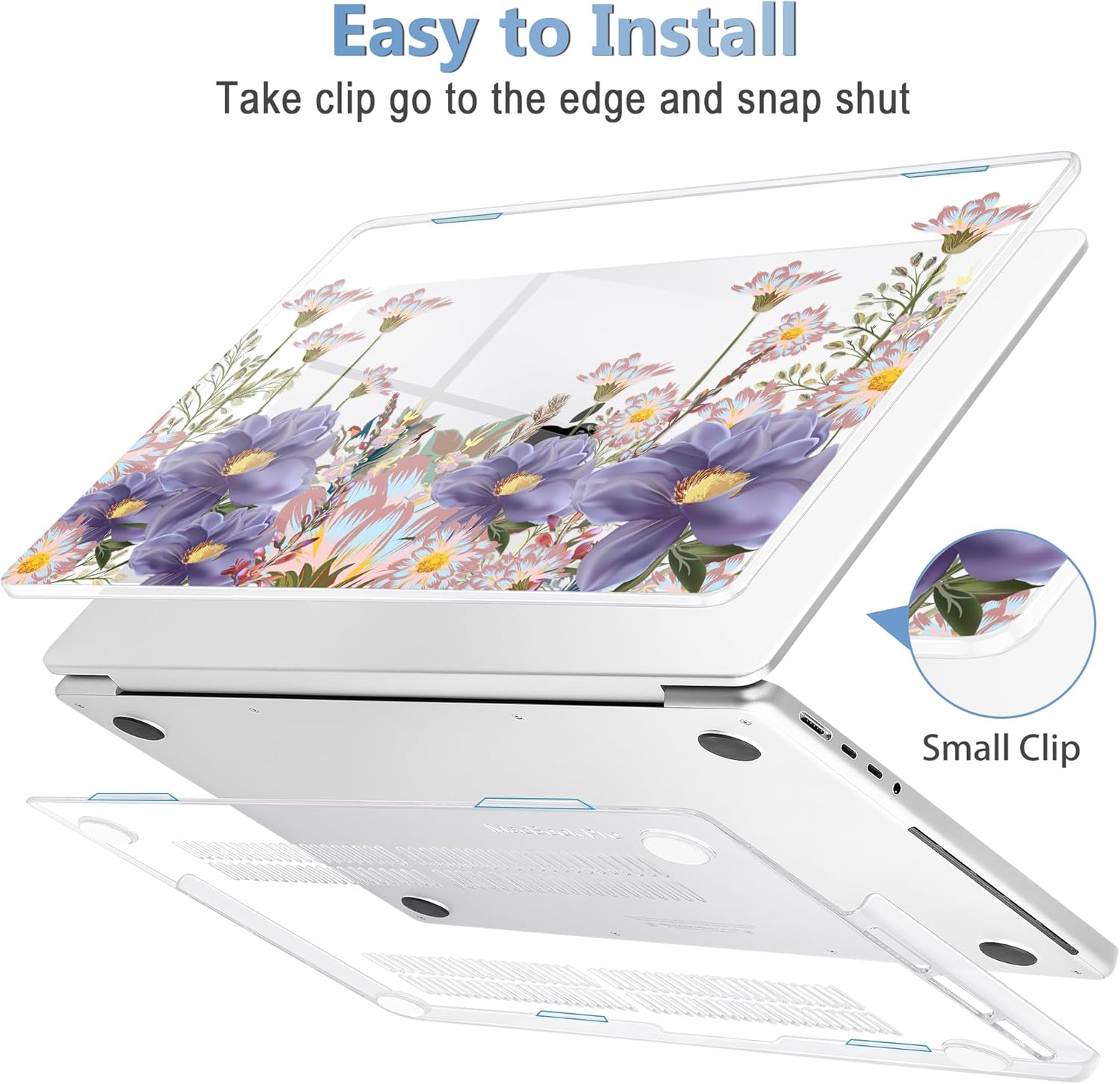 Mektron for 2025 MacBook Pro 14-inch M5 Case A3434 Fits 2024-2021 M4 A3112 A3401 A3185 M3 A2918 A2992 M2 A2779 M1 A2442 Pro/Max, Printed Plastic Hard Shell Laptop Cover, Floral C146 - Image 3