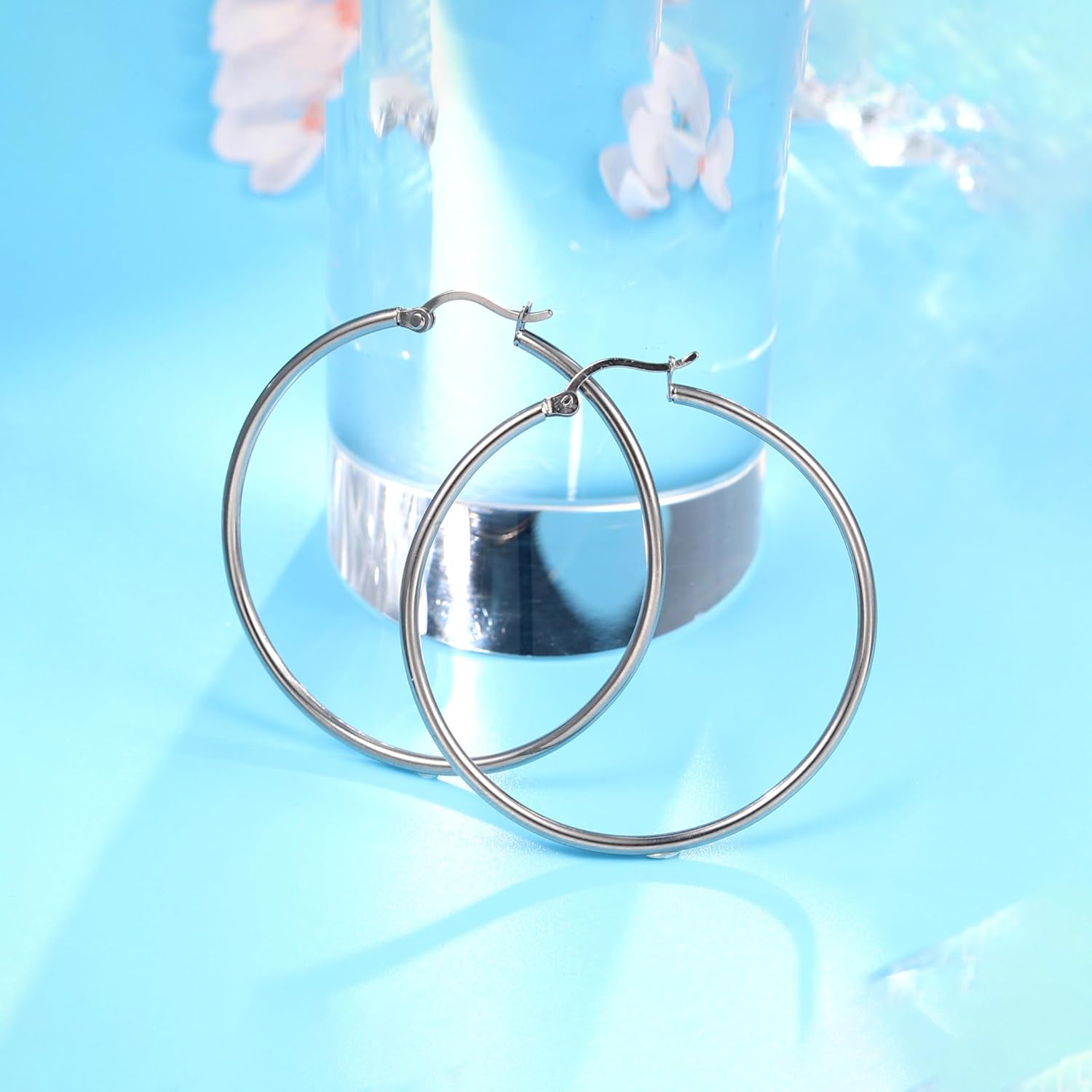 Limerencia Large Titanium Hoop Earrings for Women Hypoallergenic Thin Round Earrings F136 Implant Grade Titanium Hoops for Sensitive Ears - Image 6