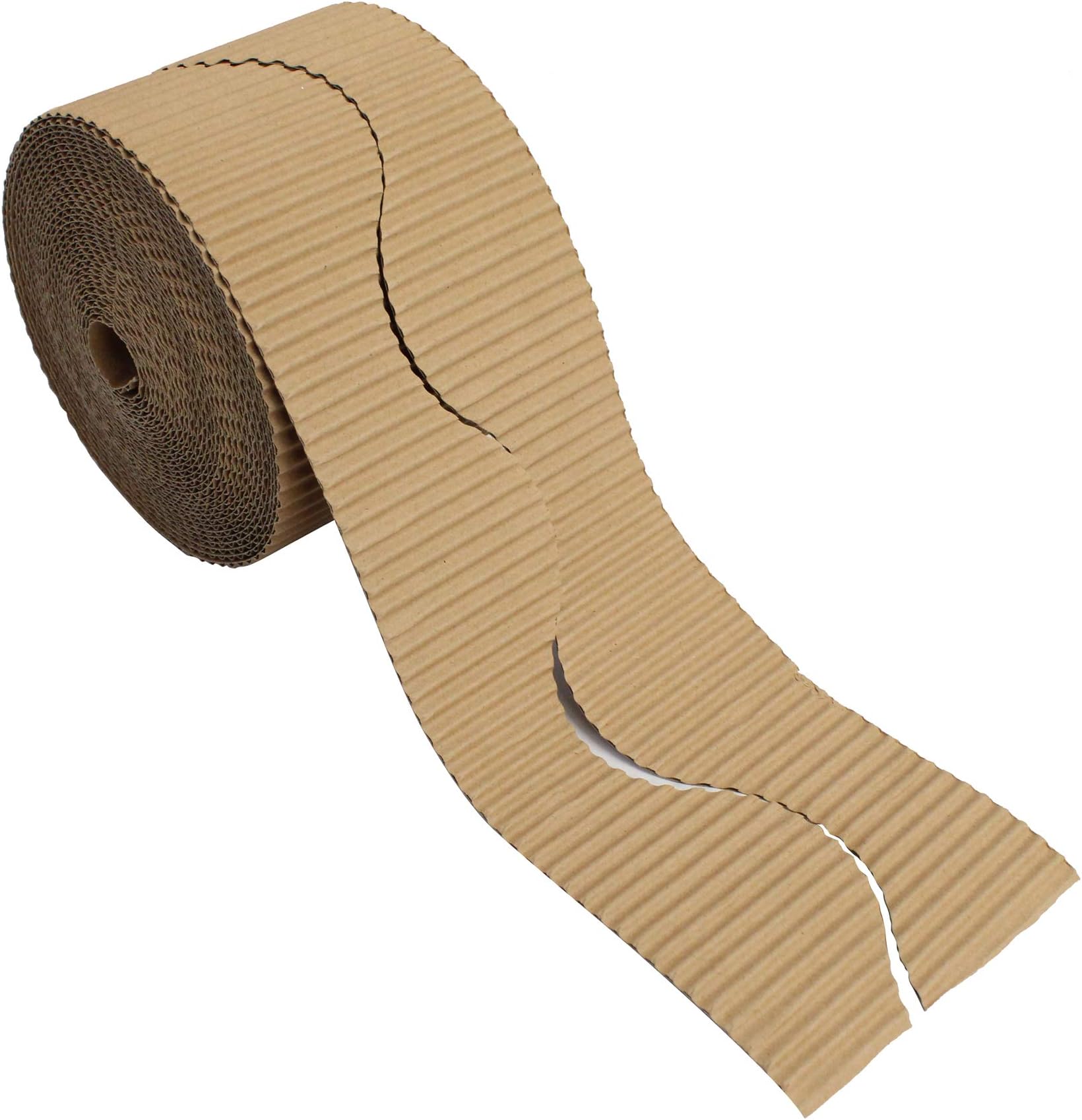 Bright Ideas Corrugated Border Roll for School Displays, Natural, 57mm x 7.5m (15m When Split), BI7875