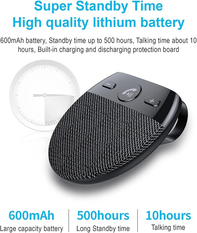 Altavoz manos libres Bluetooth para coche con micrófono omnidireccional miniatura 7
