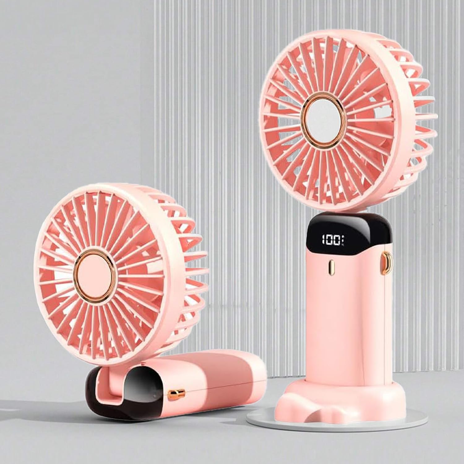 Ventilatore Portatile Ricaricabile USB – Mini Con 3 Velocità, Motore Brushless Silenzioso, Batteria 1200mAh, Colore Rosa