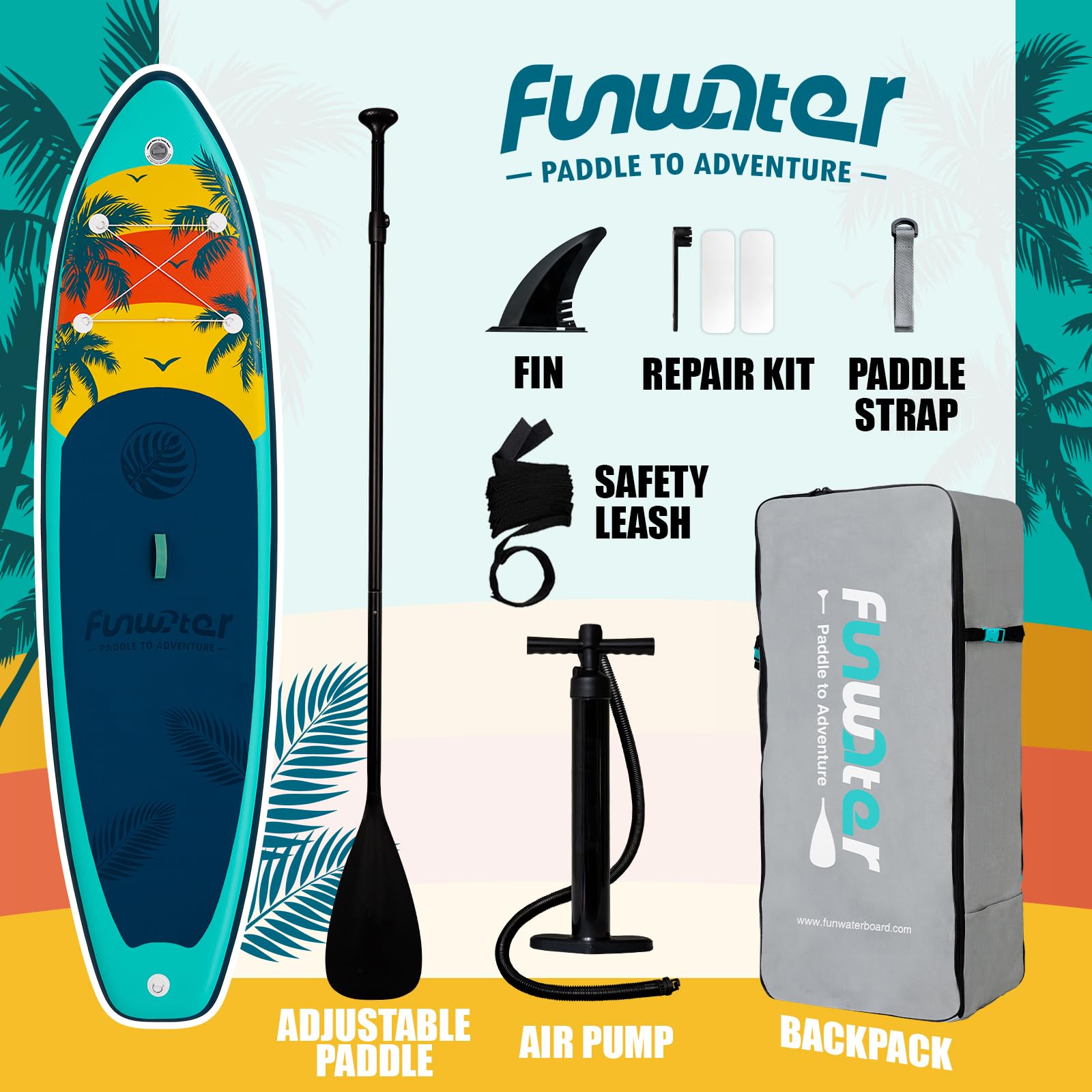 FunWater Paddleboard gonfiabile ultraleggero con accessori SUP per adulti e ragazzi di tutti i livelli