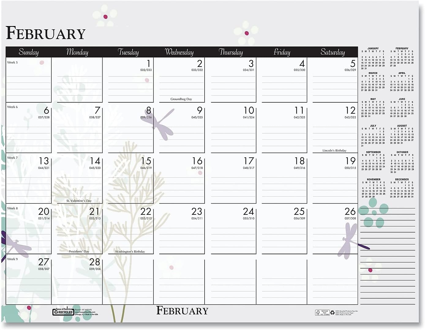 House of Doolittle 2023 Monthly Desk Pad Calendar, Wildflower, 22 x 17 Inches, January - December (HOD197-23)