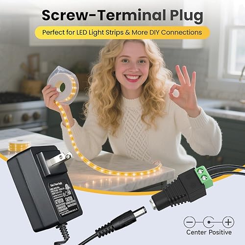 Miniatura 3 de Adaptador de fuente de alimentación de 12 V 3 A CA CC con adaptador de conmutación, barril de CC Cable de respaldo de repuesto de 6 pies para tira